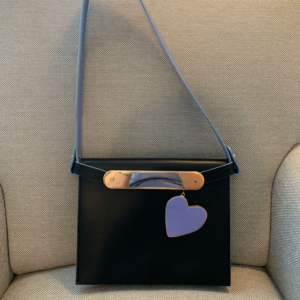 Edie Parker Candy Leather Bag in Black/Blue.